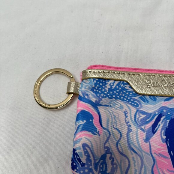 Lilly Pulitzer Keychain Coin Purse Wallet With ID Window 4"X5" preppy tropical - Picture 3 of 7